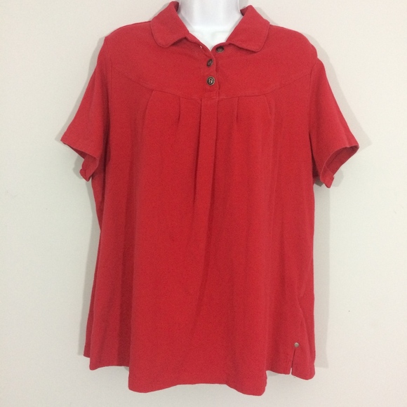 Basic Editions Tops - Basic Editions Womens 1X Red Short Sleeve Blouse